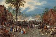 Jan Brueghel The Elder Village Scene with a Canal, china oil painting artist